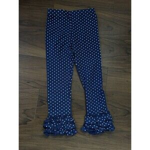 Oopsie Daisy Pin Dot Ruffle Ankle Leggings - Navy - 5